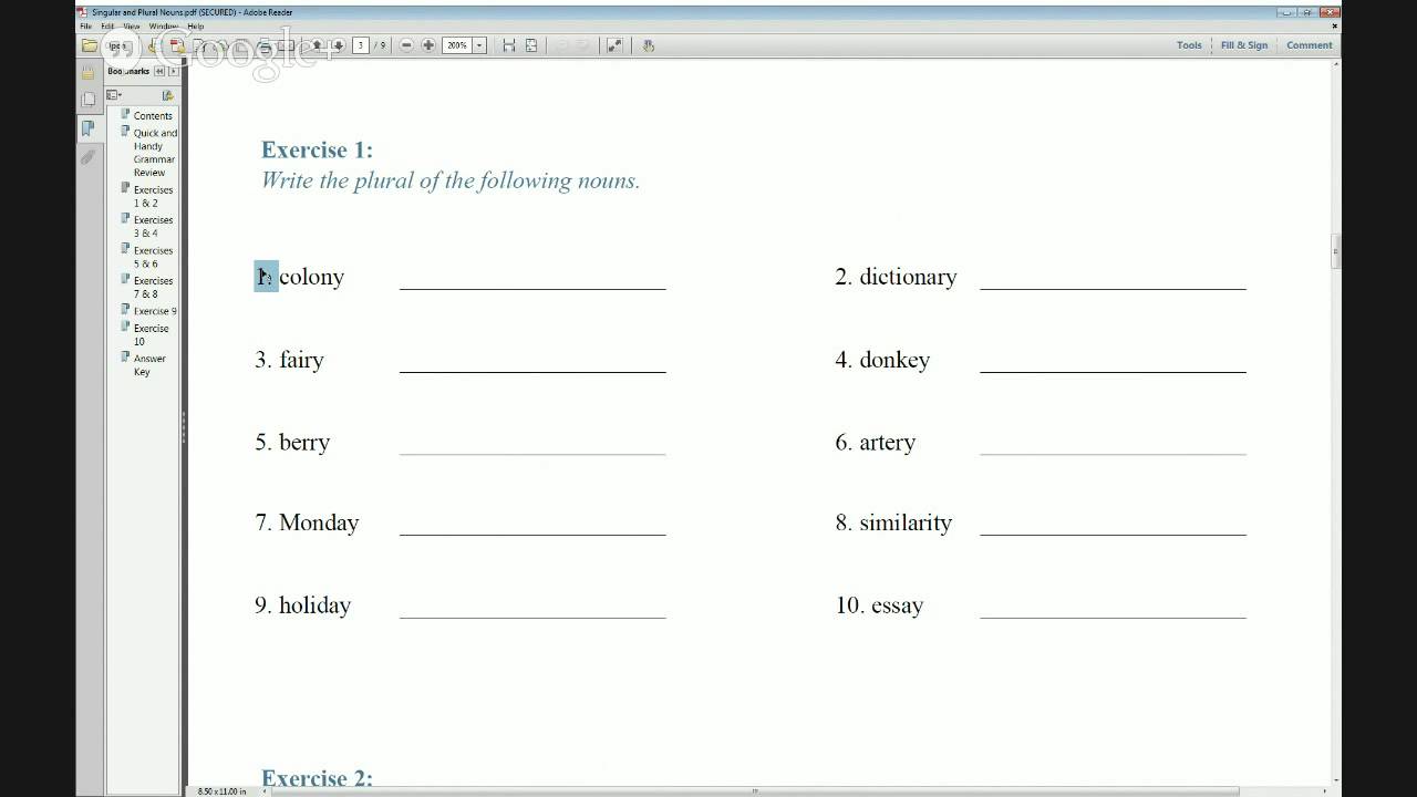 Grammar Practice Worksheets â Singular And Plural Nouns